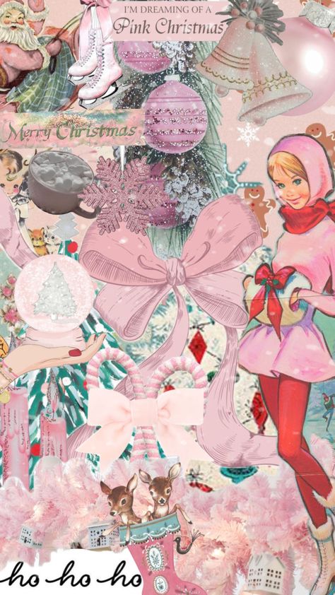 #christmas #pink #pinkaesthetic #vintage #vintageaesthetic #retro #christmasaesthetic Pink Christmas Vintage Aesthetic, 2000s Christmas Wallpaper, Pink Nutcracker Aesthetic, Pink Christmas Wallpaper Collage, 1990s Christmas Aesthetic, Pink Christmas Collage Wallpaper, Pink Vintage Christmas Aesthetic, Christmas Aesthetic Pastel, Barbie Christmas Wallpaper