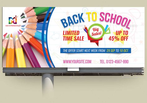 Back To School Billboard Template #Ad #School, #Affiliate, #Billboard, #Template School Billboard Design Ideas, Back To School Advertising, Billboard Ideas, Billboard Template, School Advertising, Billboard Design, Banner Advertising, Beauty Packaging, Brochure Design Template