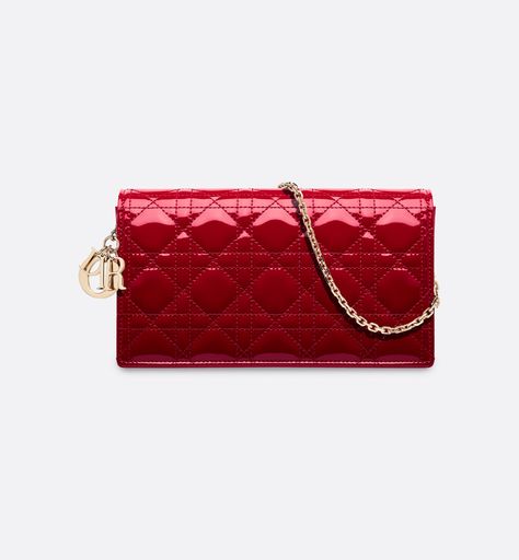 Lady Dior Pouch Cherry Red Patent Cannage Calfskin | DIOR Lady Dior Pouch, Dior Pouch, Aries Bracelet, Dior Clutch, Bag Women Fashion, Christian Dior Couture, Clutch Bags, The Lady, Lady Dior Bag