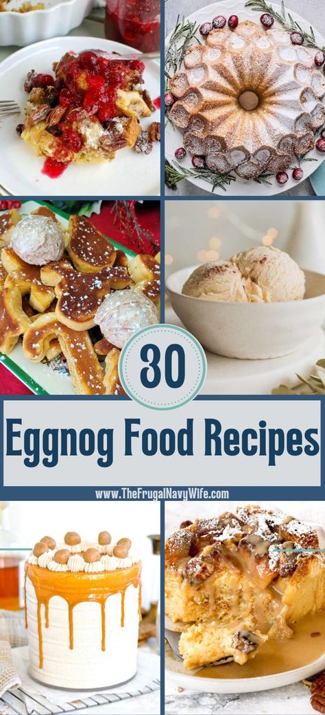 Indulge in the creamy, festive flavors of eggnog with these tantalizing eggnog food recipes that showcase the versatility of this holiday drink. #eggnog #foodrecipes #frugalnavywife #holiday #baking #breakfast #dessert #christmas | Holiday | Eggnog | Food Recipes | Christmas | Baking | Breakfast | Desserts | Eggnog Tapioca, Desserts With Eggnog, Eggnog Breakfast Recipes, Eggnog Scones Holidays, Christmas Desserts Eggnog, Eggnog Muffin Recipe, Recipes Using Eggnog, Southern Comfort Eggnog, Quick Cupcake Recipe