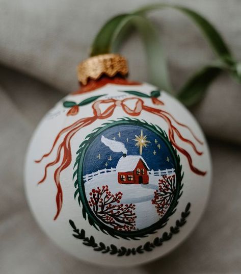 Sofie Swetter on Instagram: "Merry Christmas to all!💫🎄 “Glory to God in the highest heaven, and on earth peace to those on whom his favor rests.” ‭‭Luke‬ ‭2‬:‭14‬ • (Ornament is SOLD)" All Glory To God, Hand Painted Bauble, Handpainted Christmas Ornaments, Heirloom Ornaments, Gouache Paint, Hosting Christmas, Painted Christmas Ornaments, Christmas Tree Toy, Merry Christmas To All