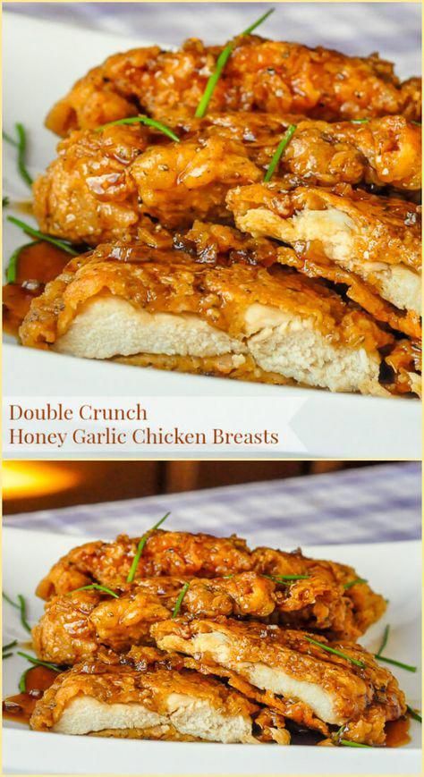 Garlic Chicken Breast Recipes, Double Crunch, Chicken Dishes Easy, Breast Recipe, Honey Garlic Chicken, Think Food, Most Popular Recipes, Chicken Dishes Recipes, Idee Pasto Sano