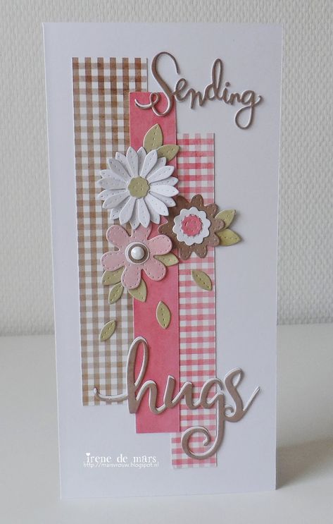 Slimline Cards, Homemade Greeting Cards, Birthday Card Craft, Hand Made Greeting Cards, Sending Hugs, Making Greeting Cards, Birthday Cards Diy, Stamping Up Cards, Card Patterns