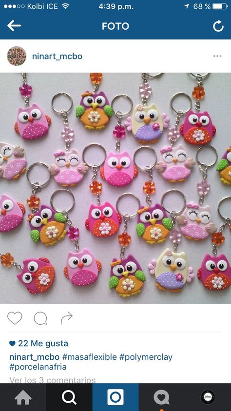 Polymer Clay Keychains, Polymer Clay Owl, Clay Owl, Clay Keychain, Clay Magnets, Polymer Clay Christmas, Paper Toy, Polymer Crafts, Cute Polymer Clay