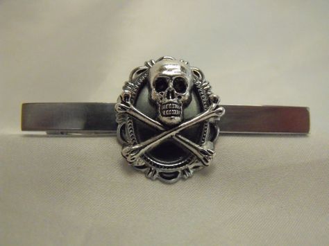 Mens Tie Bar Tie Clip Gothic Skull and Cross Bones by AGothShop, $18.00 Skull Tie, Skull And Cross Bones, Wingtip Shoes, Cross Bones, Gothic Skull, Mens Tie, Cuff Watch, Skull Jewelry, Tie Pin