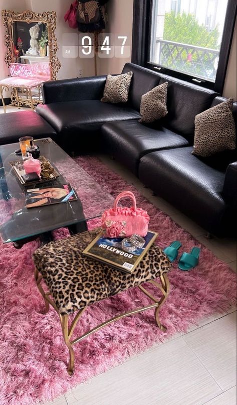 Cheetah Aesthetic Room, Chill Living Room Ideas, Cheetah Apartment Decor, Gaudy Home Decor, Odd Shaped Room Ideas, Vintage Style Home Decor Interior Design, Vivienne Westwood Room Decor, Girly Loft Apartment, Maximalist Decor Small Spaces Bedroom