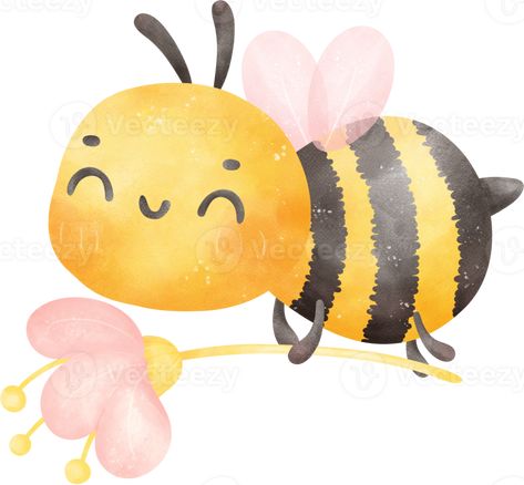 Cute Honey bee with flower Cute Bee Illustration, Cute Honey Bee, Illustration Art Kids, Bee Illustration, Classy Tattoos, Cityscape Photos, Bee Happy, Logo Banners, Nature Backgrounds