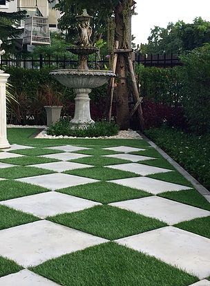 Walkway around home by artificial grass Austin Landscaping, Artificial Grass Garden, Concrete Yard, Turf Backyard, Artificial Grass Installation, Walkways Paths, Artificial Lawn, Gardening Trends, Astro Turf