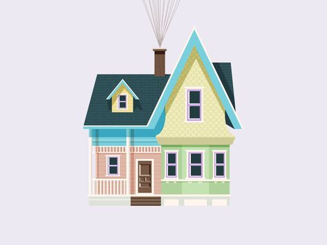 "UP" - Disney house by Aline Disney Up House Drawing, Akvarel Painting, Casa Up, Up House Pixar, Up House Drawing, Up Movie House, Up House With Balloons, Disney Up House, Gingerbread Contest