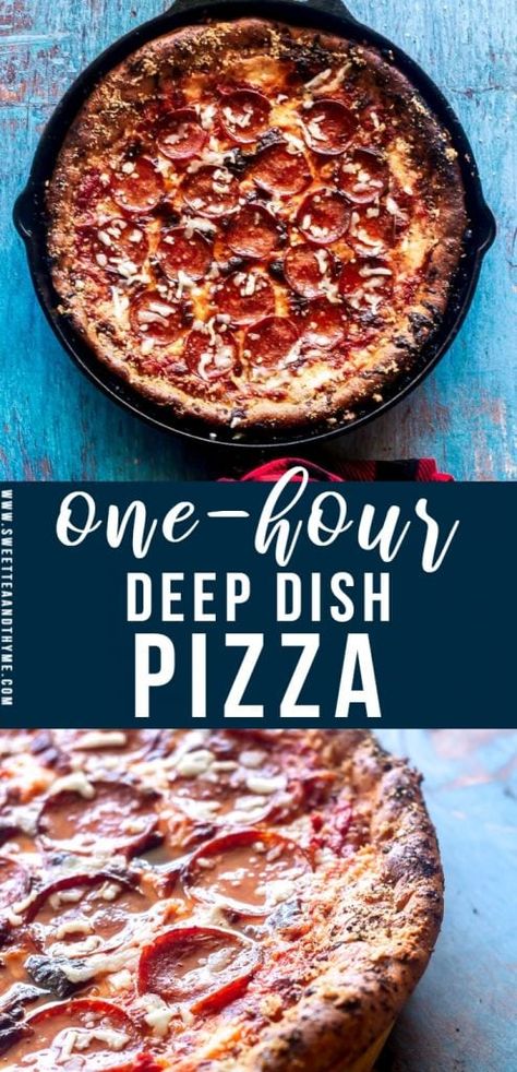 Deep Dish Pizza Dough, Flat Pizza, Pizza From Scratch, Deep Dish Pizza Recipe, Cast Iron Pizza, Skillet Pizza, Easy Tomato Sauce, Night Movie, Deep Dish Pizza