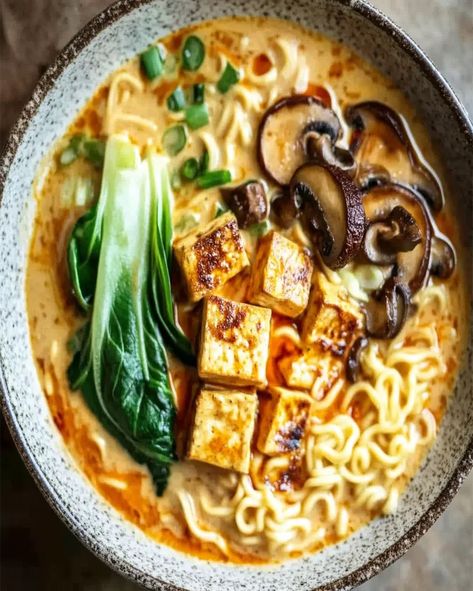 Make this easy Spicy Coconut Curry Ramen in just 20 minutes! A creamy, flavorful dish packed with Thai-inspired ingredients Easy Coconut Curry Sauce, Thai Coconut Ramen, Spicy Coconut Curry Ramen, Coconut Ramen, Coconut Curry Ramen, Spicy Coconut Curry, Thai Iced Coffee, Curry Ramen, Coconut Tart