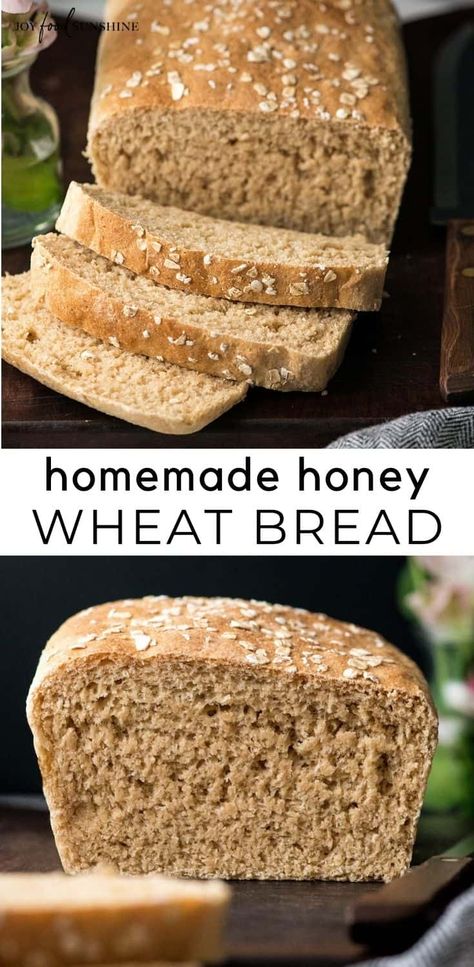 Wheat Sandwich Bread Recipe, Homemade Whole Wheat Bread, Honey Wheat Bread, Whole Wheat Sourdough, Honey Bread, Wheat Bread Recipe, Homemade Bread Recipes Easy, Sandwich Bread Recipes, Homemade Bread Easy