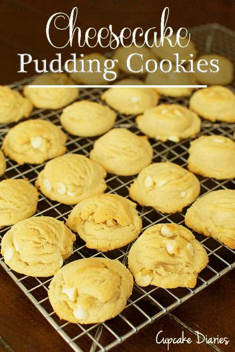 Cheesecake Pudding Cookies via @cupcakediaries Cheesecake Pudding Cookies, Cookie Experiment, Pudding Cookies Recipes, Pudding Flavors, Cheesecake Pudding, Pudding Cookies, Yummy Sweets, Pudding Recipes, Cookie Desserts