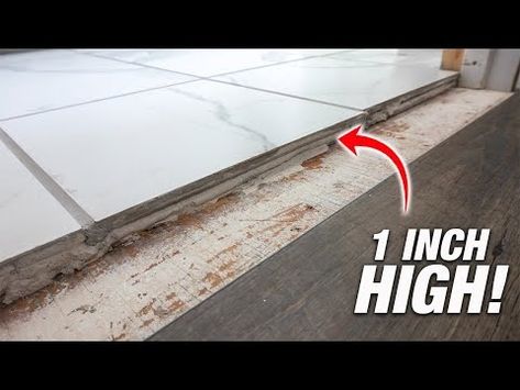 (640) How To Install Transition Strip Up To 1 Inch Tall On Tile, Vinyl, LVP, Laminate And Wood Flooring! - YouTube Diy Transition Strip, Tile And Laminate Flooring Transition, Lvp Transitions, Floor Transition Strip, Floor Transition, Transition Flooring, Transition Strips, Ceramic Floor Tile, Stair Nosing