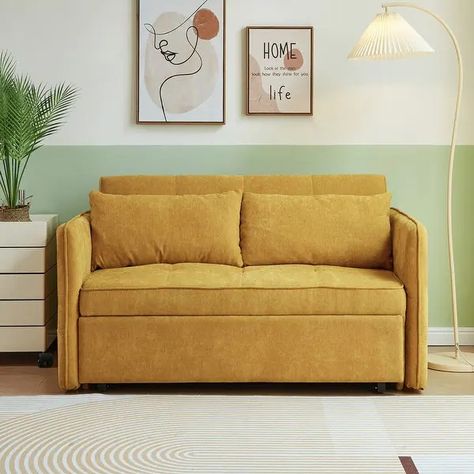 Chenille Fabric Upholstered Pull-out Sleeper Sofa Bed with Adjustable Armrests - On Sale - Bed Bath & Beyond - 37980544 Sleeper Loveseat, Loveseat Couch, Sofa Bed Sleeper, Pull Out Sofa Bed, Loveseat Sleeper, Pull Out Sofa, Couch Fabric, Couch And Loveseat, Convertible Sofa Bed