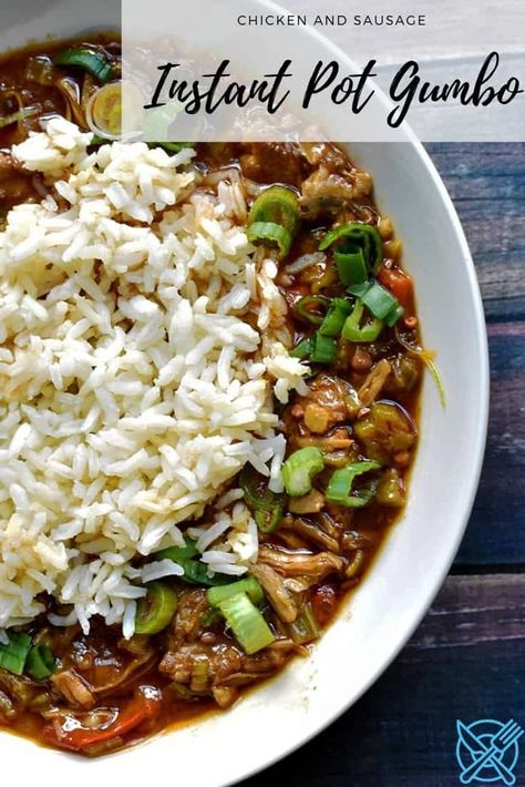 Instant Pot Gumbo is a New Orleans Recipe to die for! This classic cajun recipe is perfect for celebrating Mardi Gras, or just any other time. Save time and effort with this great Instant Pot Recipe. | NerdChefs.com | #Gumbo #NewOrleans #InstantPot #Recipe #Dinner #Cajun #MardiGras #CajunRecipe Instant Pot Gumbo Chicken And Sausage, Sausage Instant Pot, Instant Pot Gumbo Recipe, Instant Pot Gumbo, Chicken Andouille Sausage, Classic Cajun Recipes, Chicken Sausage Gumbo, Cajun Gumbo, Sausage And Veggies