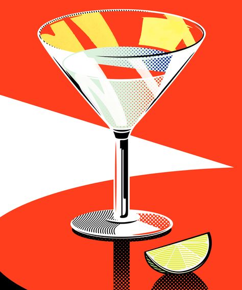 Classic Daiquiri, Outline Artists, Corpse Reviver, Cuadros Diy, Cocktail Illustration, 달력 디자인, Cocktail Art, Beautiful Typography, Martini Glass