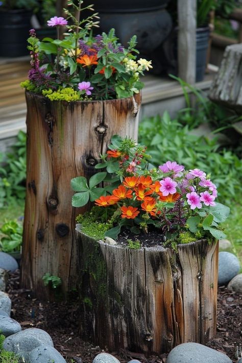 Design A Garden, Homemade Garden Decorations, Homemade Garden, Gutter Garden, Rusty Garden, Small Garden Ideas, Wood Pile, Lawn And Landscape, Garden Design Ideas