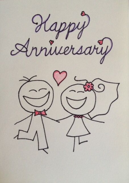 Happy Anniversary Doodle Art, Drawing For Parents Anniversary, Hand Drawn Anniversary Cards, Cute Anniversary Cards For Parents, Happy Anniversary Drawings, Anniversary Drawings, Cute Anniversary Cards, 60th Anniversary Parties, Handmade Anniversary Gifts