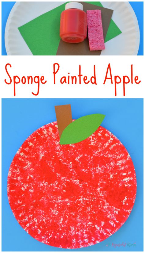 This sponge painted apple is a fun and simple fall kid craft. johnny appleseed | back to school | preschool | toddler | paper plate | letter A Preschool September, Back To School Preschool, Preschool Apple Theme, September Preschool, Painted Apple, Shape Activities, September Crafts, Apple Preschool, Johnny Appleseed