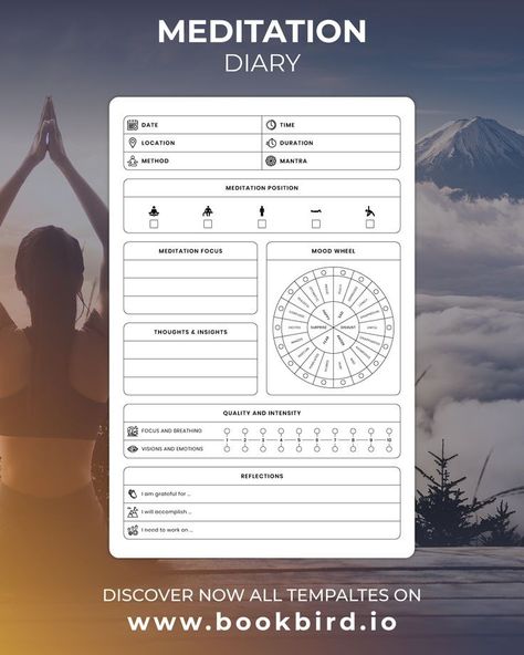 Bullet journal Meditation Journal Template, Meditation Planner, Spiritual Planner, Kdp Low Content, Manifestation Journaling, Digital Worksheets, Class Planner, Meditation Journal, The Company You Keep