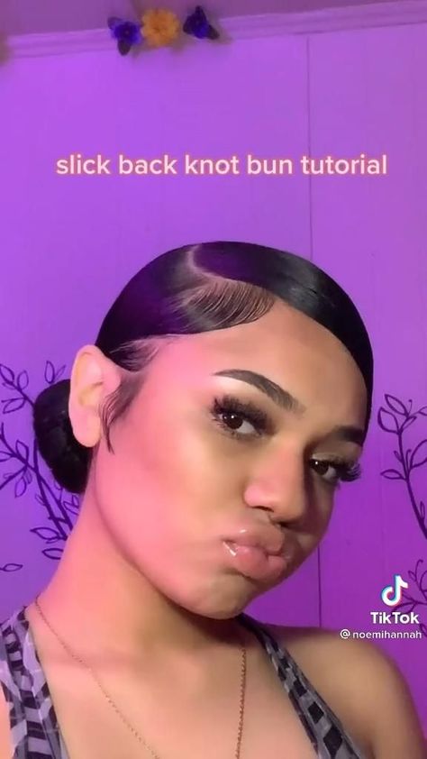 Slick Buns Hairstyle, Curly Hairstyles Baddie Slick, How To Do A Swoop Bun, Slick Back Bun Straight Hair, Sleek Hairstyles Natural Hair, Side Swoop Bun Tutorial, Side Part Slick Back Bun Curly Hair, Side Part Slick Back Curly Hair, Slick Back Bun Ideas