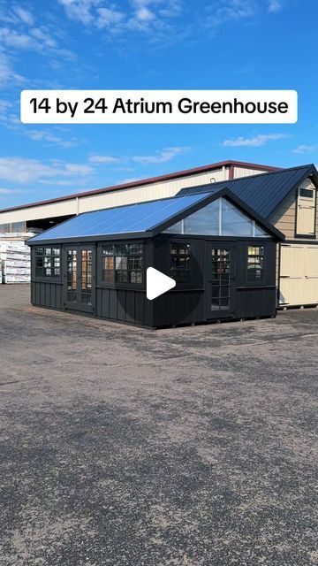 Lapp Structures LLC on Instagram: "A big beautiful black Atrium Greenhouse getting ready for delivery!  #greenhouse #gardening #gardendesign #sheshed #tinyhouse #tinyhome #cozy #plants" Greenhouse Built Into Hillside, Barndominium Greenhouse, Atrium Greenhouse, Greenhouse Flooring, Black Greenhouse, Big Greenhouse, She Shed Greenhouse, Greenhouse Shed Combo, Homemade Greenhouse