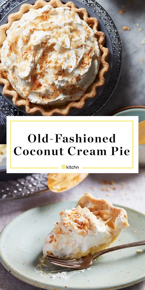 Old-Fashioned Coconut Cream Pie Will Never Go Out of Style Best Coconut Cream Pie, Dessert Coconut, Coconut Cream Pie Recipes, Homemade Custard, Sweetened Whipped Cream, Dessert Spread, Coconut Pie, Coconut Custard, Cream Pie Recipes