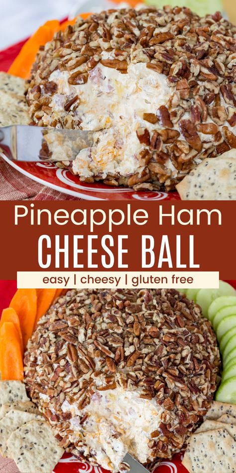 Ham Horderves Appetizers, Ham And Pineapple Cheeseball, Pineapple Ham Cheese Ball, Sweet And Savory Cheese Ball, Appetizer With Ham, Cheese Ball Recipes With Pineapple, Deviled Ham Cheese Ball Recipe, Ham Dip Cream Cheese, Ham Appetizers For Party