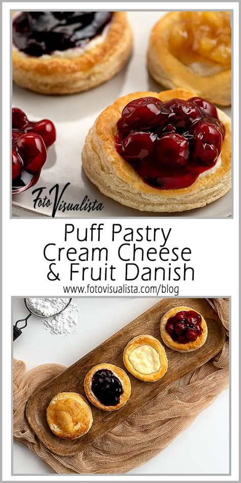 #dessertrecipe #dessert #easyrecipe #delicious #foodphotography #foodstyling #creamcheese #danish #fruit #pastry Puff Pastry Cups Recipes Desserts, Apple Puff Pastry Recipes Cream Cheese, Cream Cheese Strudel Recipes, Puff Pastry Dessert Cream Cheese, Sweet Puff Pastry Recipes Desserts, Puffy Pastry Desserts, Cream Cheese Danish Puff Pastry, Sunday Dessert Ideas, Pastry Puff Recipes