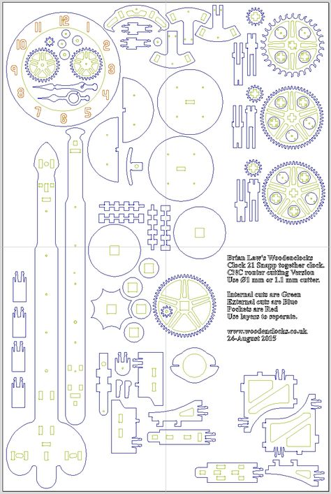 Wooden Clock Plans Free, Woodworking Plans Clocks, Wooden Clock Plans, Kids Woodworking Projects, Wood Clock Design, Wooden Gear Clock, Woodworking Plans Patterns, Wooden Clocks, Laser Cut Designs