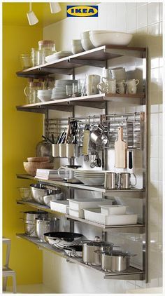 Dapur Ikea, Industrial Decor Kitchen, Bar Restaurant Design, Kitchen Wall Storage, Storage Room Organization, Regal Design, Diy Kitchen Storage, Kitchen Storage Rack, Classic Kitchen