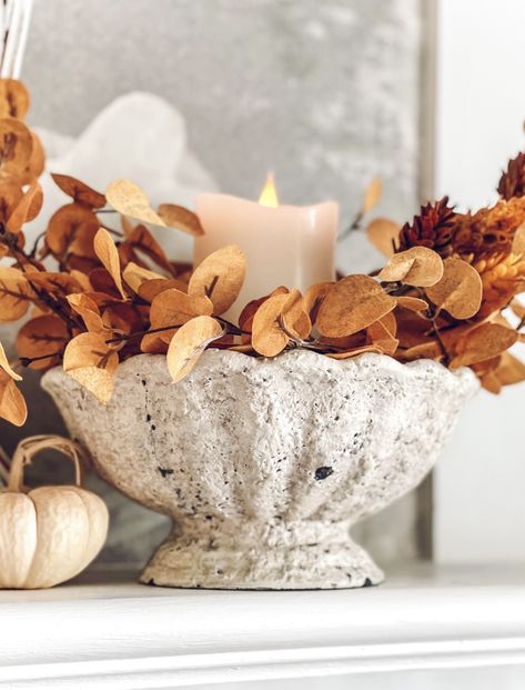 Tall Vase Fall Decor, 2024 Fall Decor Ideas, Fall 2024 Decor, Fall Dinnerware, Fall Goals, Coastal Fall, Fall Vignettes, Neutral Fall Decor, Fall Designs