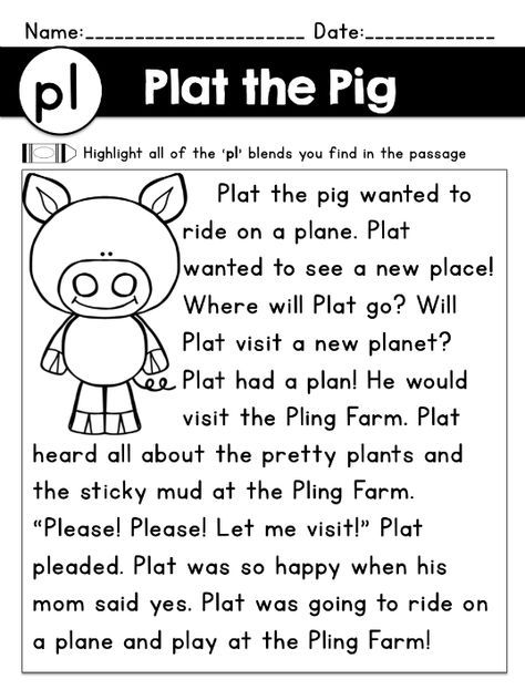 Consonant Blends Reading Passages & Fluency Sentences B35 Reading Fluency Passages, Phonics Reading Passages, First Grade Reading Comprehension, Phonics Readers, Reading Comprehension Kindergarten, Fluency Passages, First Grade Phonics, Preschool Reading, Consonant Blends