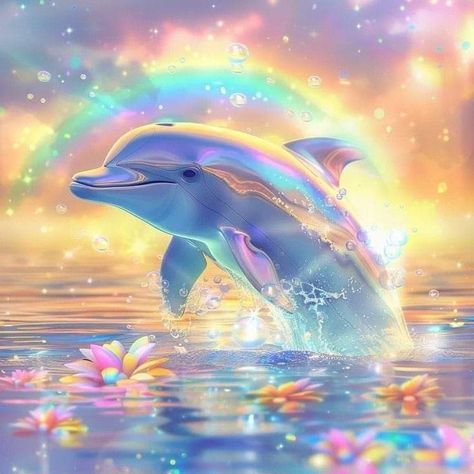 Dolphin Symphony, Symphony Dolphin, Dolphin Images, Dolphin Painting, Dolphin Art, Dreamy Artwork, A Dolphin, Love Animation Wallpaper, Hur Man Målar