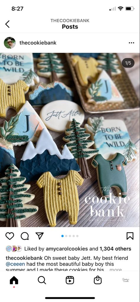 Mountain Theme Cookies Decorated, Adventure Awaits Cookies Decorated, Outdoor Themed Cookies, Forest Cookies Decorated, National Park Baby Shower Cookies, Adventure Awaits Cookies, Adventure Awaits Baby Shower Cookies, Adventure Awaits Baby Shower Ideas Boy, Mountain Cookies Decorated