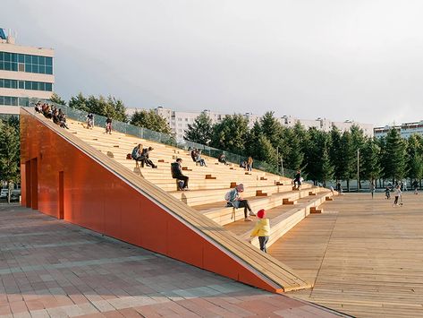 DROM curates vibrant landscape across azatlyk square in russia Public Square, Central Square, Urban Furniture, Urban Fabric, Urban Spaces, Contemporary Landscape, Urban Planning, Architecture Project, Urban Landscape