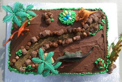 9 Of The Best Easy Dinosaur Cakes Kids Will Love Easy Dinosaur Cake, Dinosaur Cupcake Cake, Jurassic World Cake, Volcano Cake, Dinosaur Cakes, Dinosaur Cupcakes, Dino Cake, Dinosaur Birthday Cakes, 4th Birthday Cakes