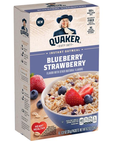 Quaker Oats Oatmeal, Oatmeal Blueberry, Instant Oatmeal Packets, Quaker Instant Oatmeal, Oatmeal Flavors, Quaker Oatmeal, Whole Grain Foods, Source Of Fiber, Steel Cut Oatmeal