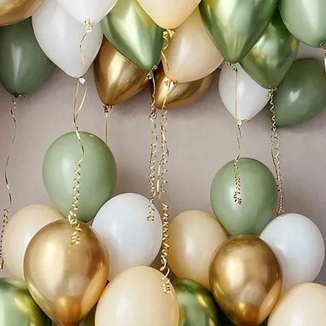 Adult Party Decorations, Wedding Balloon Decorations, Gold Skin, Green Skin, Green Balloon, Happy Birthday Balloons, Stylish Party, Gold Confetti, Gold Balloons