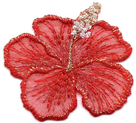 Applique Flowers, Quilt Big, Red Hibiscus, Creative Textiles, Patchwork Denim, Fall Denim, Vintage Patches, Embroidered Applique, Embroidery Craft