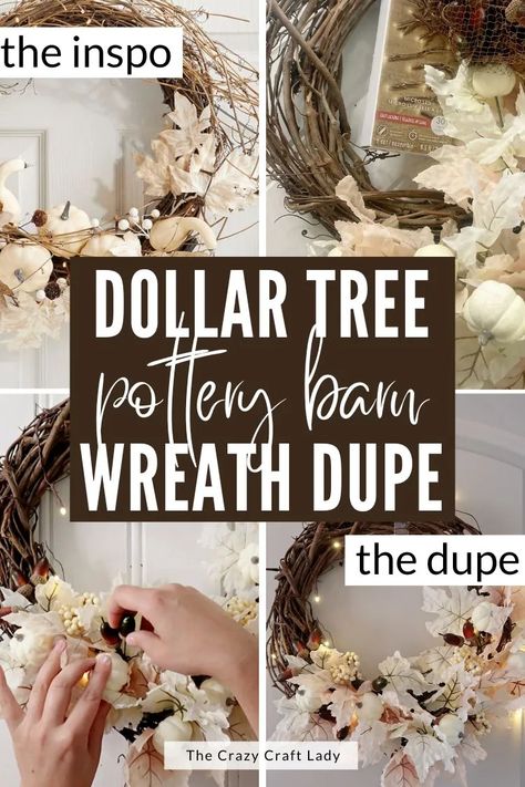 Fall Grapevine Wreath Ideas Diy, Autumnal Crafts, Dollar Store Fall Decorations, Pumpkin Crafts Diy, Barn Wreath, Best Fall Crafts, Fall Halloween Wreath, Pottery Barn Fall, Ladies Craft Night