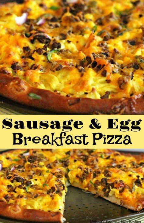 Egg Pizza Breakfast, Sausage And Egg Breakfast, Pizza Breakfast, Egg Brunch Recipes, Pizza Lasagna, Egg Pizza, Breakfast Pizza Recipe, Eggs Recipes, Brunch Eggs