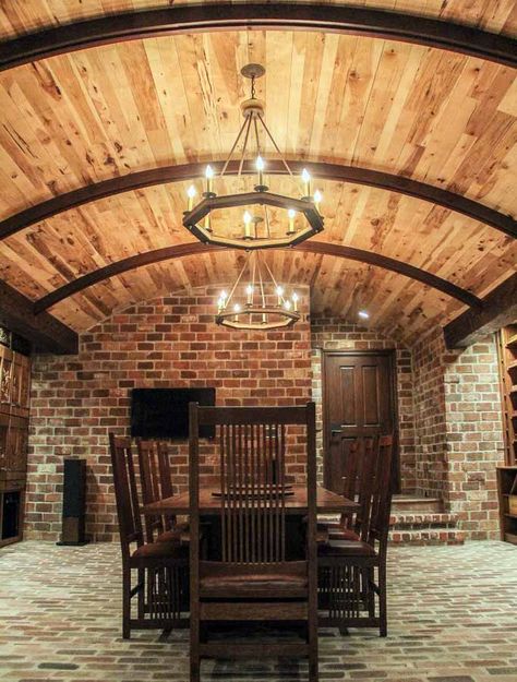 Brick Dining Room, Cellar Room, Curved Ceiling, Custom Wall Design, Barrel Vault, Wine Cellar Basement, Barrel Vault Ceiling, Tuscany Wine, Wine Rooms