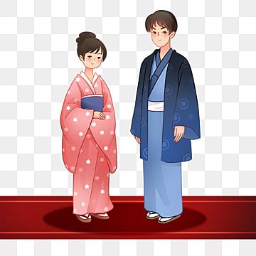 trajes,cultura japonesa,tradición japonesa,hombres y mujeres,amantes,alfombra roja Kimono Traditional, Character Clipart, Couple Drawing, Traditional Japanese Kimono, Kimono Japanese, Traditional Kimono, Flower Texture, New Years Background, Japanese Cartoon