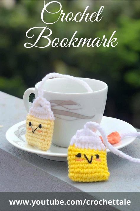 Tea Bag Crochet, Crochet Bookworm, Tea Bag Bookmark, Crochet Bookmark Tutorial, Crochet Bookmarks Free Patterns, Bookmarks Ideas, Bookmark Tutorial, Crochet Bookmark Pattern, Crochet Bookmark