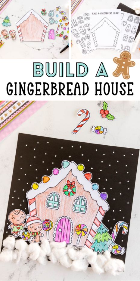 Ginger Bread House Crafts For Kids, Gingerbread Baby Craft, Gingerbread House Crafts Preschool, Gingerbread Craft For Preschool, Kids Gingerbread Craft, Ginger Bread Activity For Kids, Gingerbread House Activity, Mess Free Christmas Crafts For Kids, Build A Gingerbread House Printable