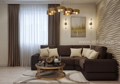 EliteDesign Luxury, modern and contemporary living room with gold and glass round center table. Best top famous luxurious exclusive high-end Interior Designers | For more decor inspirations and decor ideas visit www.bessadesign.com . .  . #exclusivedesign #homedecor #luxurydecor #homedesign #luxuryinteriors #luxuryhomes #contemporarydesign #contemporaryfurniture #interiorstyling #interiorproject #bessadesign #decorationideas #interiordecorating #designhome #decorlovers #interiorinspo #interiorstyling #designinspiration Chocolate Brown Couch Living Room Ideas, Living Room Design Brown, Brown Couch Decor, Brown Room, Brown Furniture Living Room, Brown Sofa Living Room, Brown Living Room Decor, Brown Couch Living Room, Latest Sofa Designs