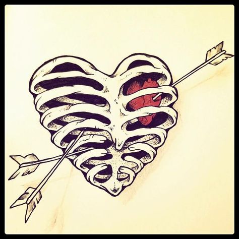 Rip My Heart Out Drawing, Scary Heart Drawing, Heart Drawing Anatomy, Grunge Heart Drawing, Rip Drawing Ideas, Laura Soto, Bones Heart, Human Heart Drawing, Skulls Design