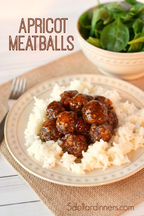 Apricot Meatballs - This simple recipe is delicious, filling and freezer-friendly! What more could you ask for in a dinner? Add it to your menu for the week! | #MeatballRecipe #FreezerFriendlyRecipe Apricot Meatballs, March Meals, Recipes Using Hamburger, 5 Dinners, Beef Meals, Freezer Food, Dinners Recipes, Crock Pots, Buttered Noodles